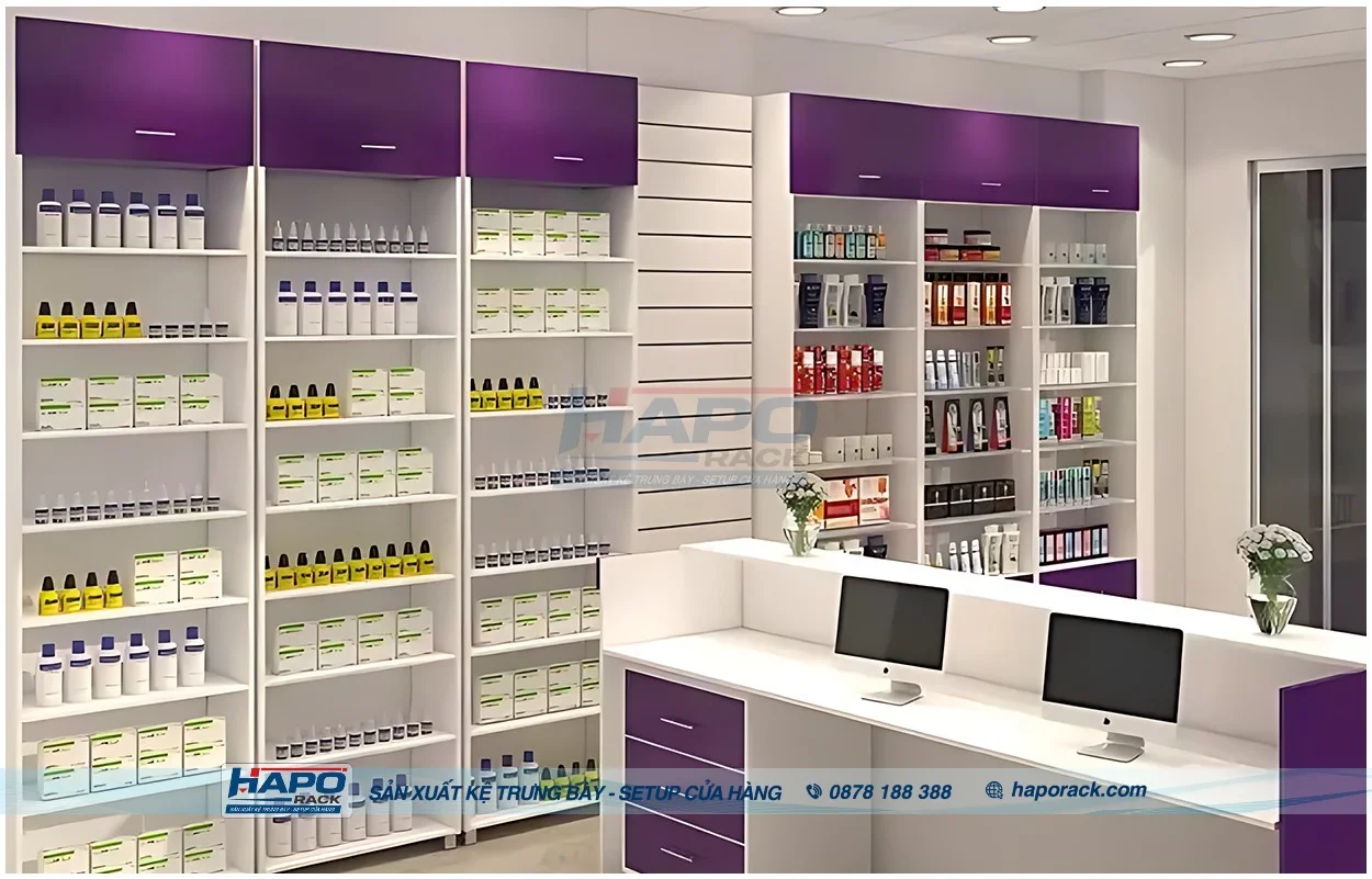Thiết Kế Cửa Hàng Thuốc Tây Chuyên Nghiệp Với Hệ Thống Kệ Trưng Bày Thông Minh