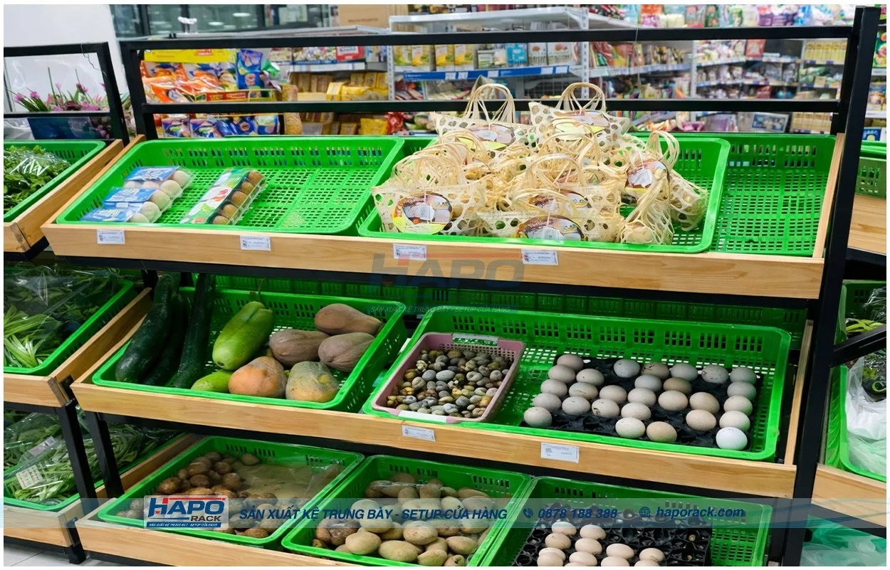 Thiết Kế & Lắp Đặt Kệ Trưng Bày Rau Củ Quả Chuyên Nghiệp, Tối Ưu Không Gian