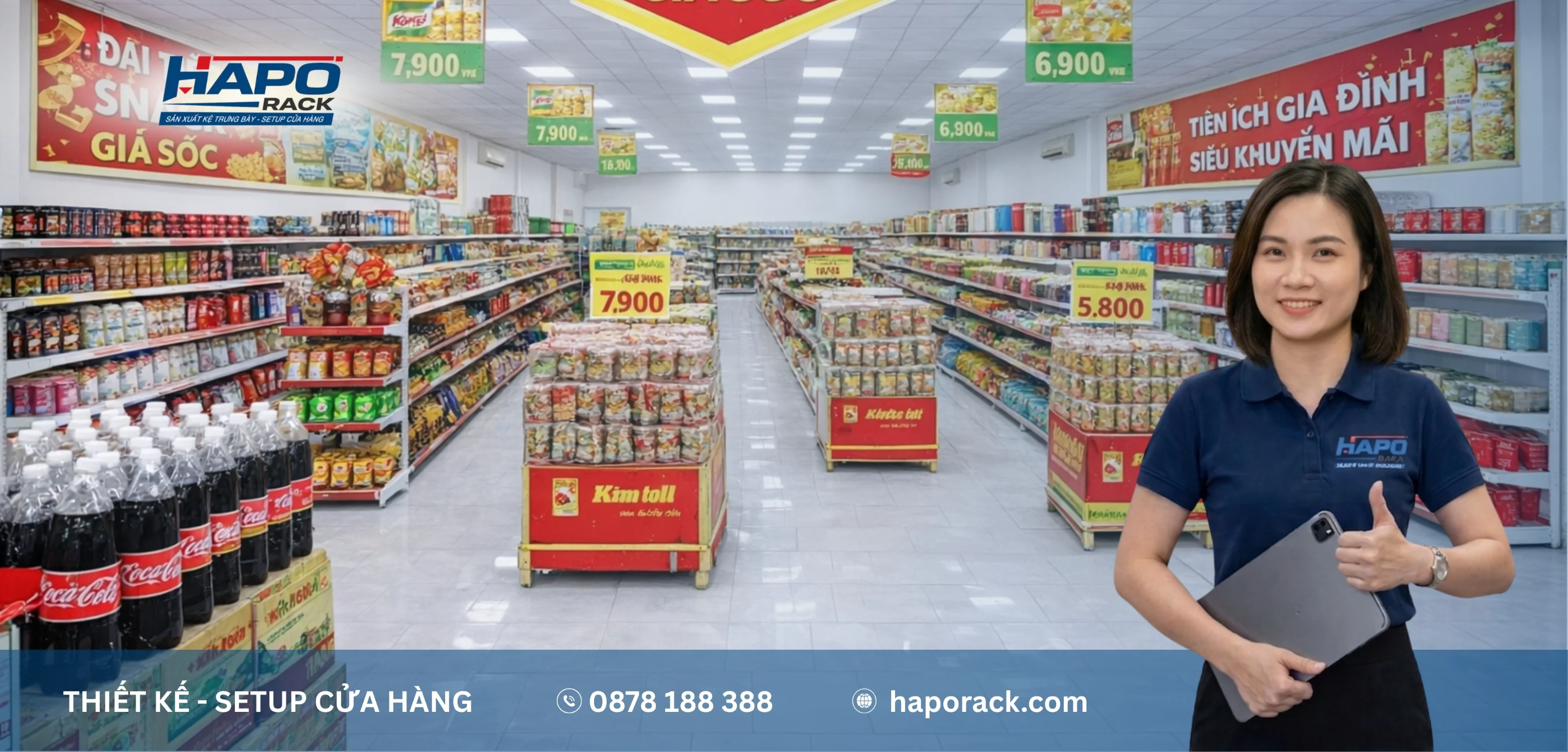 Tìm xưởng sản xuất kệ siêu thị uy tín tại P. Phú An TP. HCM – HAPO rack