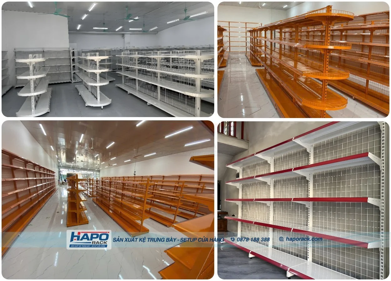 Thi công kệ siêu thị trọn gói tại P. Long Nguyên TP. Hồ Chí Minh – Sản xuất trực tiếp tại xưởng