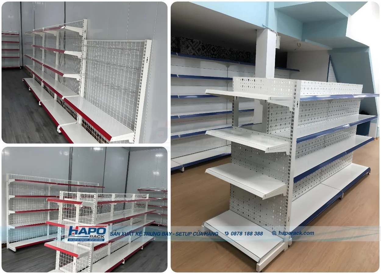 Xưởng gia công kệ siêu thị tại P. Cát Lái TP. Hồ Chí Minh theo yêu cầu