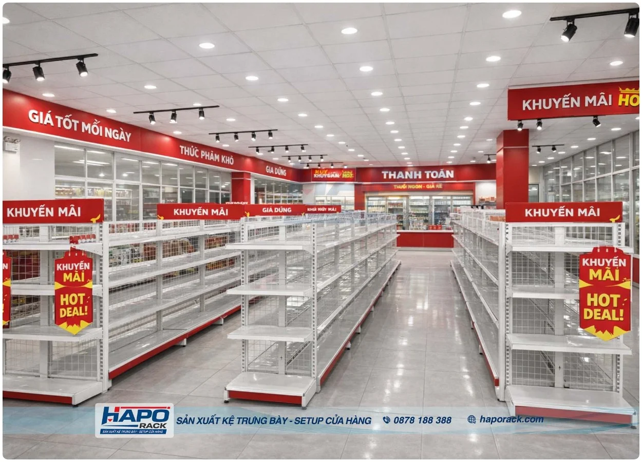 Xưởng Gia Công Kệ Siêu Thị Tại P. Tân Sơn Nhất TP. Hồ Chí Minh Theo Yêu Cầu