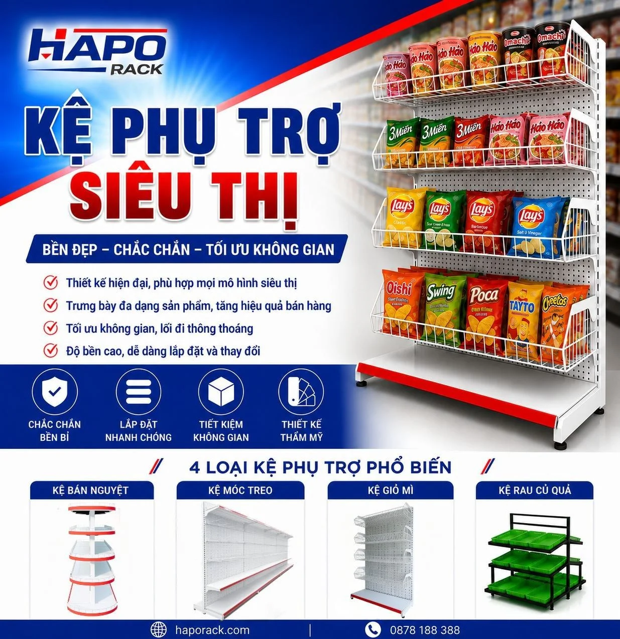 Cung Cấp Kệ Siêu Thị Tại Cà Mau – Hapo Rack