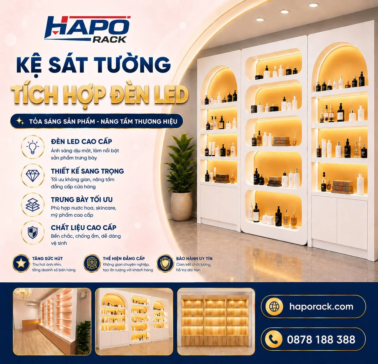 Kệ Mỹ Phẩm Sát Tường Đẹp, Tối Ưu Không Gian