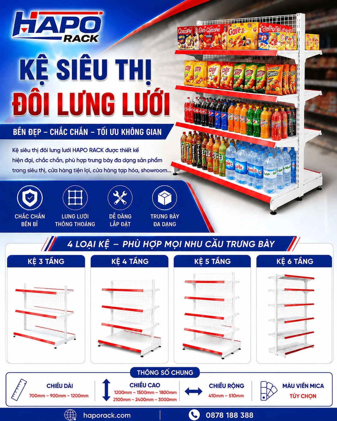 Kệ Siêu Thị Trà Vinh | Xưởng Sản Xuất Kệ Trưng Bày Chất Lượng