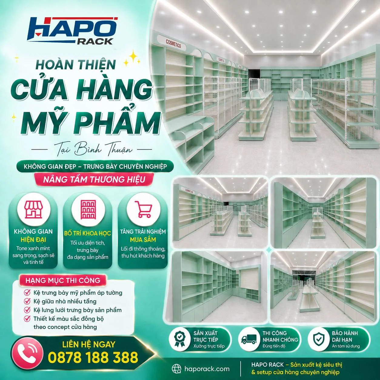 Kệ Trưng Bày Mỹ Phẩm Tại Bình Thuận Được HAPO Rack Hoàn Thiện