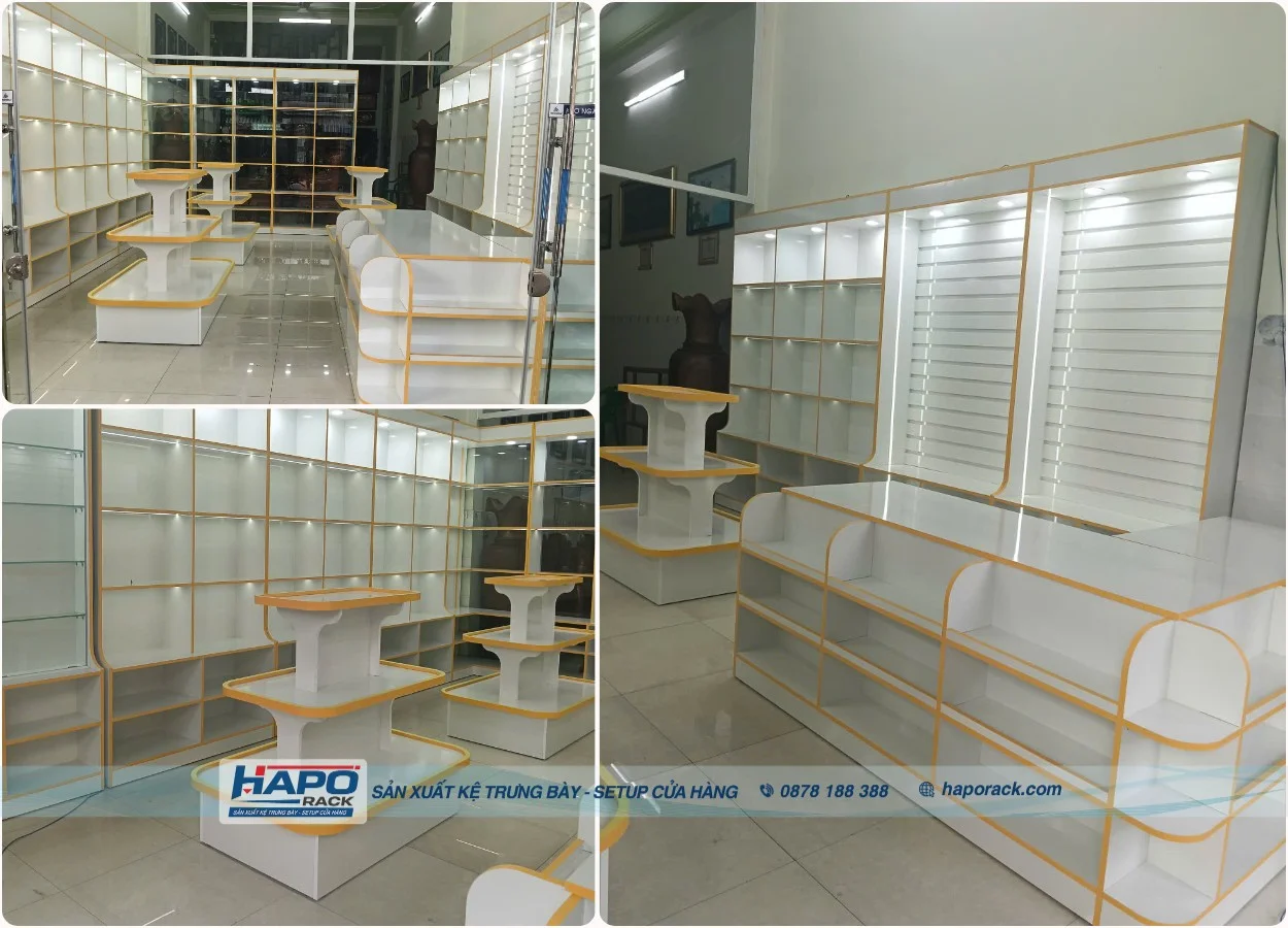 Kệ Trưng Bày Sát Tường Cho Mỹ Phẩm Đẹp, Giá Tốt
