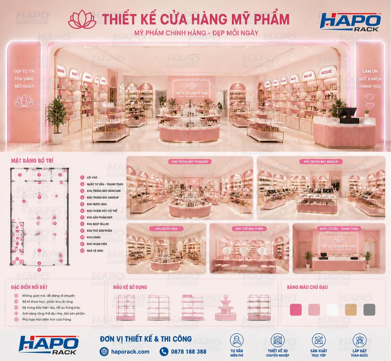 Thiết Kế Cửa Hàng Shop Mỹ Phẩm Tại Tây Ninh