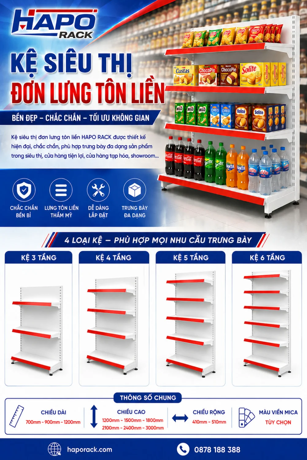Xưởng Kệ Siêu Thị Hiện Đại Tại Cà Mau – Hapo Rack