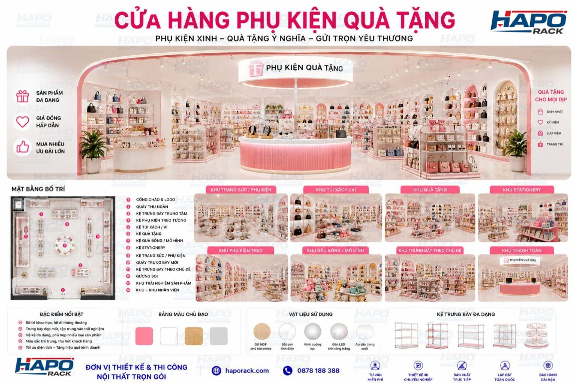 Thiết Kế Cửa Hàng Phụ Kiện Quà Tặng Tại Lâm Đồng