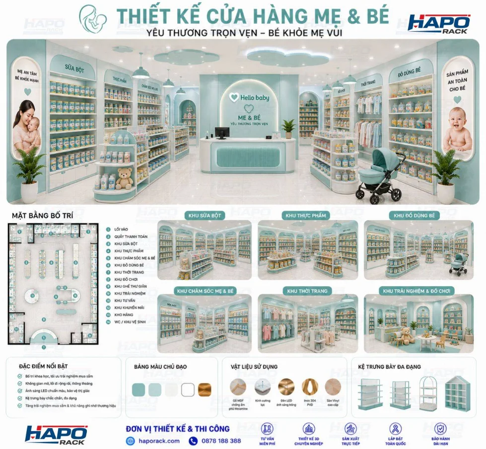 Cách Chọn Kệ Trưng Bày Cửa Hàng Mẹ Và Bé Đẹp, Phù Hợp