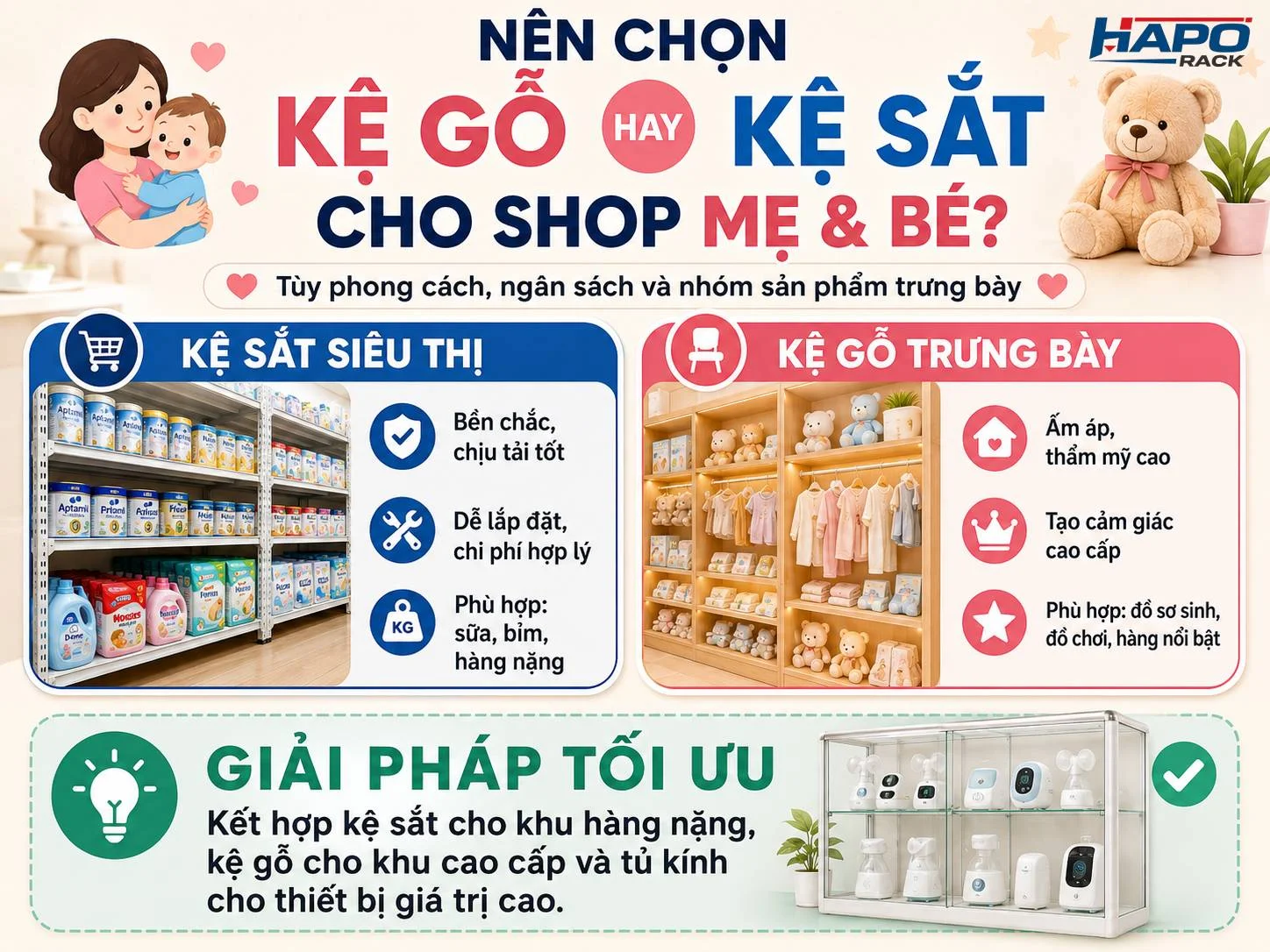 Cách Chọn Kệ Trưng Bày Cửa Hàng Mẹ Và Bé Đẹp, Phù Hợp