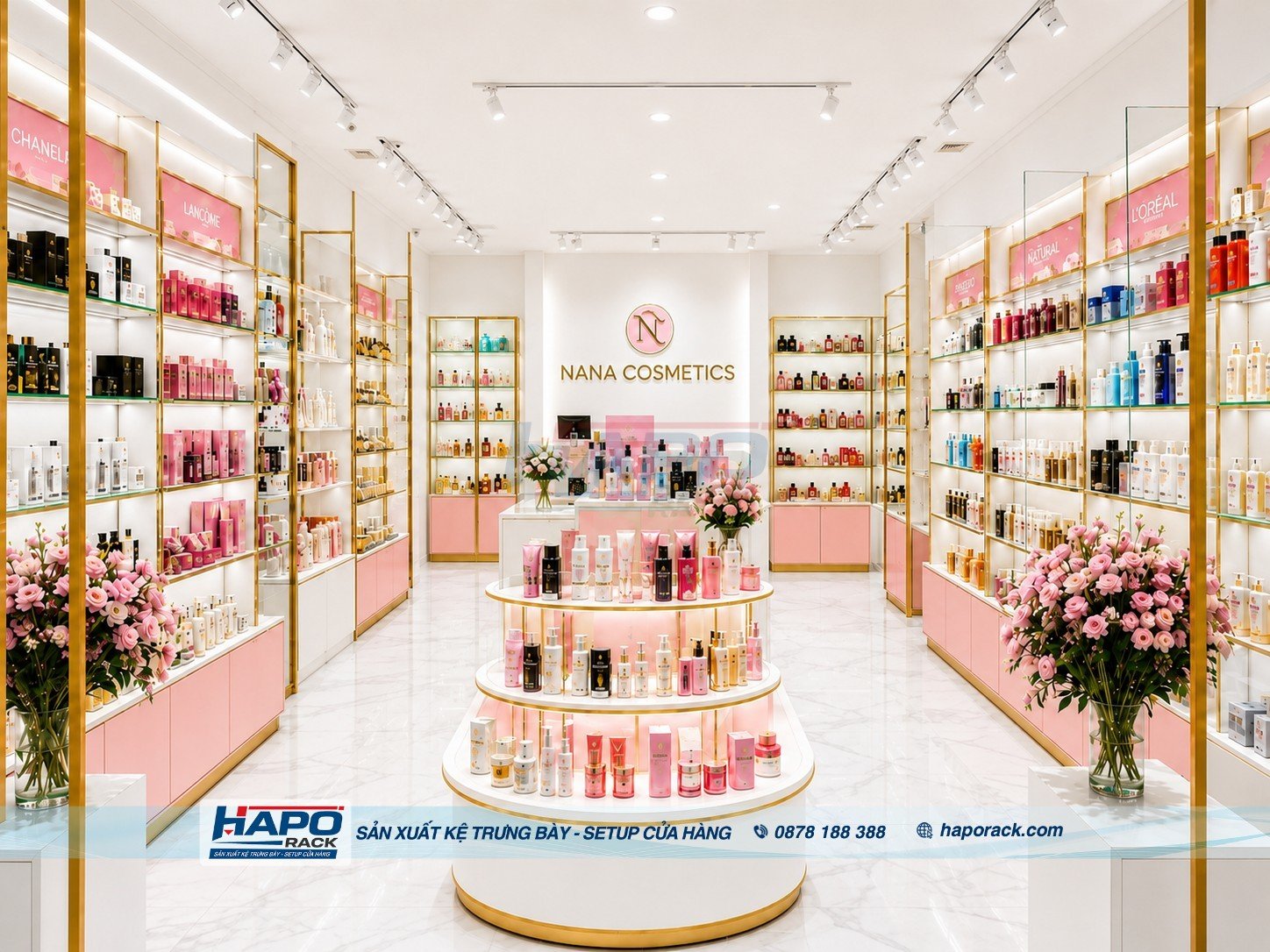 Thi Công Nội Thất Shop Mỹ Phẩm NANA COSMETICS Đẹp Hiện Đại Tại Đồng Tháp

