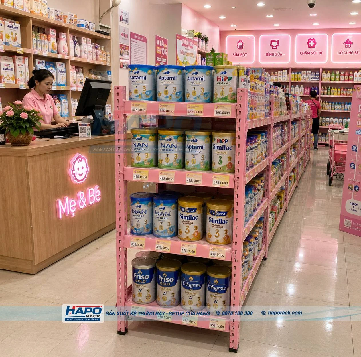 Dự Án Thiết Kế Và Lắp Đặt Kệ Cửa Hàng Mẹ Và Bé Tại Bình Phước