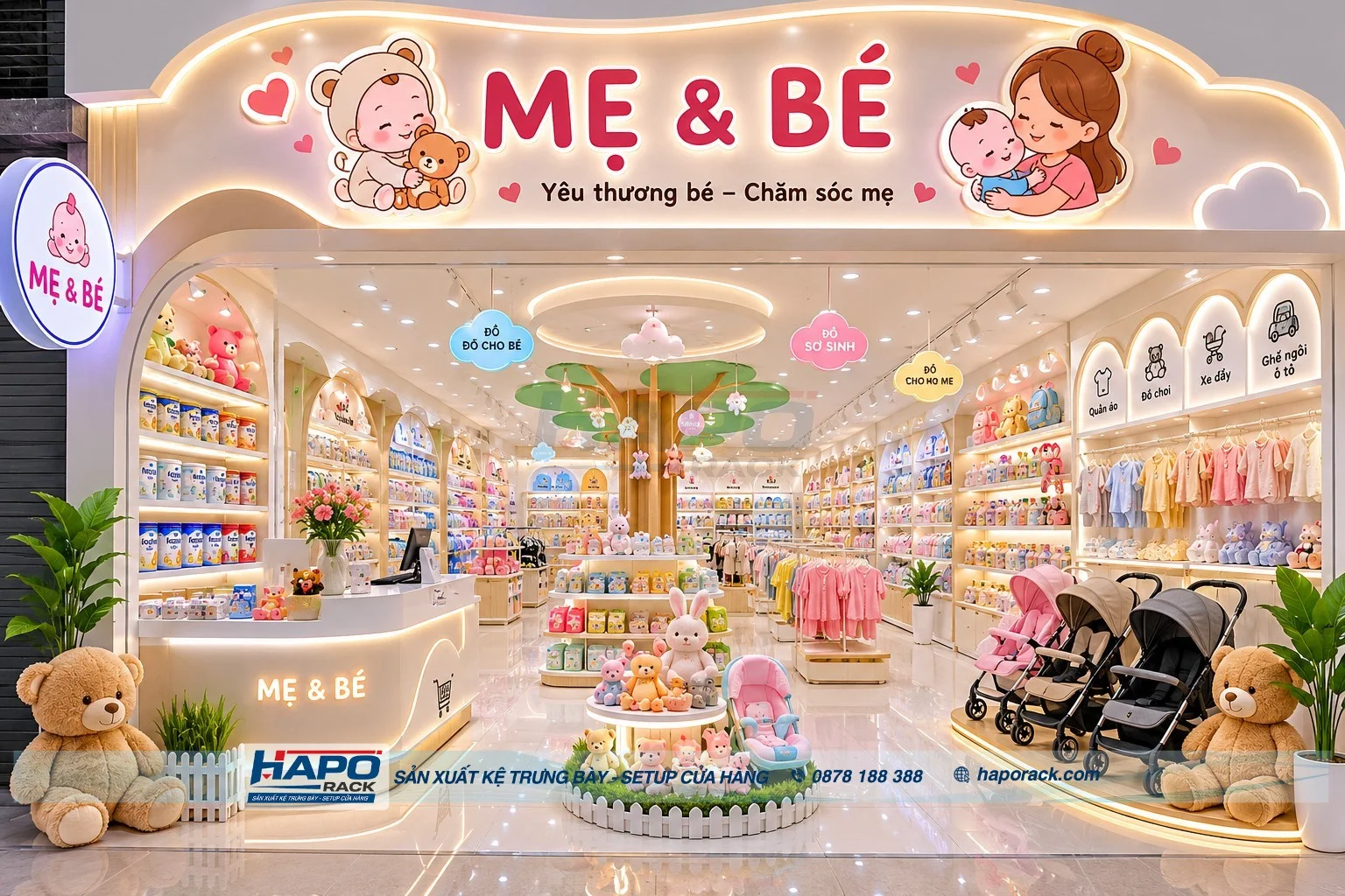 Gợi Ý Kệ Trưng Bày Cửa Hàng Mẹ Và Bé Dễ Bố Trí