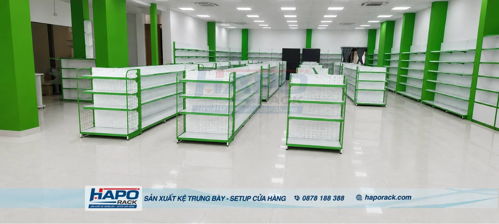 Hoàn Thiện Kệ Trưng Bày Siêu Thị Hơn 100m² Tại P. Phước Long