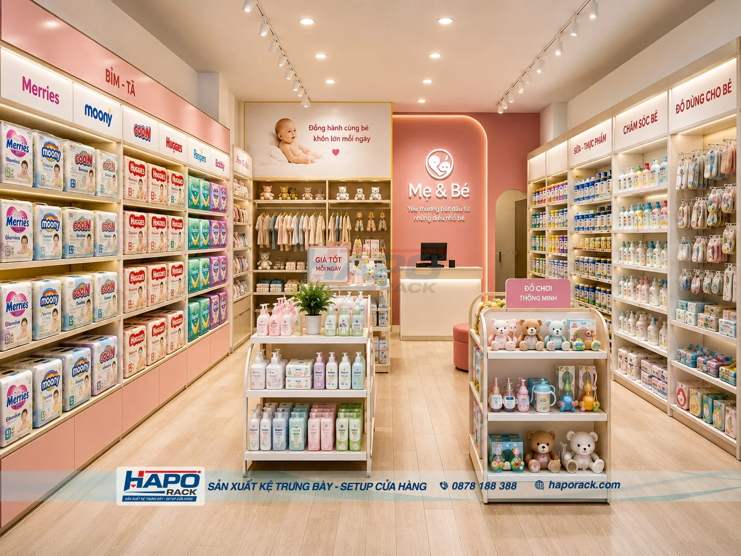 Kệ Bỉm Tã Cho Shop Mẹ & Bé Giúp Sắp Xếp Hàng Hóa Khoa Học