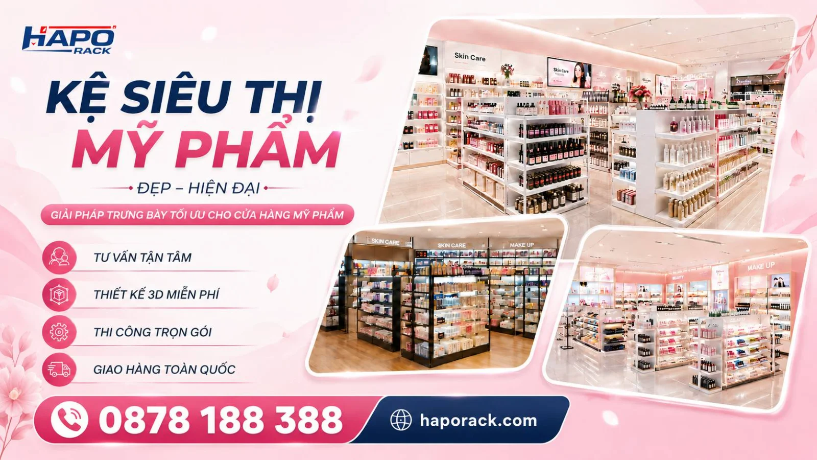 Kệ Cửa Hàng Mỹ Phẩm Đẹp, Hiện Đại, Tối Ưu Diện Tích