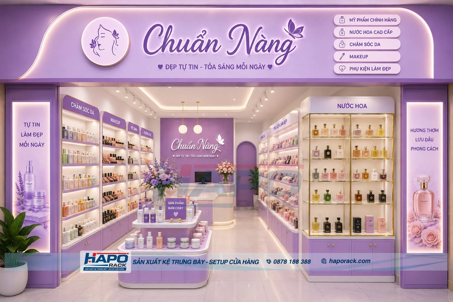 Kệ Display Nước Hoa Cao Cấp – Thiết Kế 3D Và Sản Xuất Trọn Gói