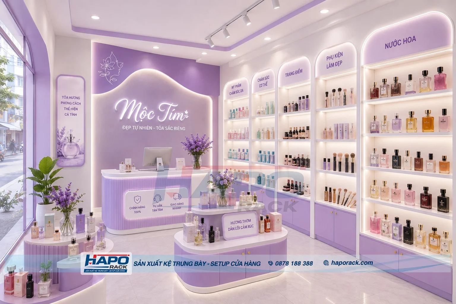 Kệ Display Nước Hoa Cao Cấp – Thiết Kế 3D Và Sản Xuất Trọn Gói