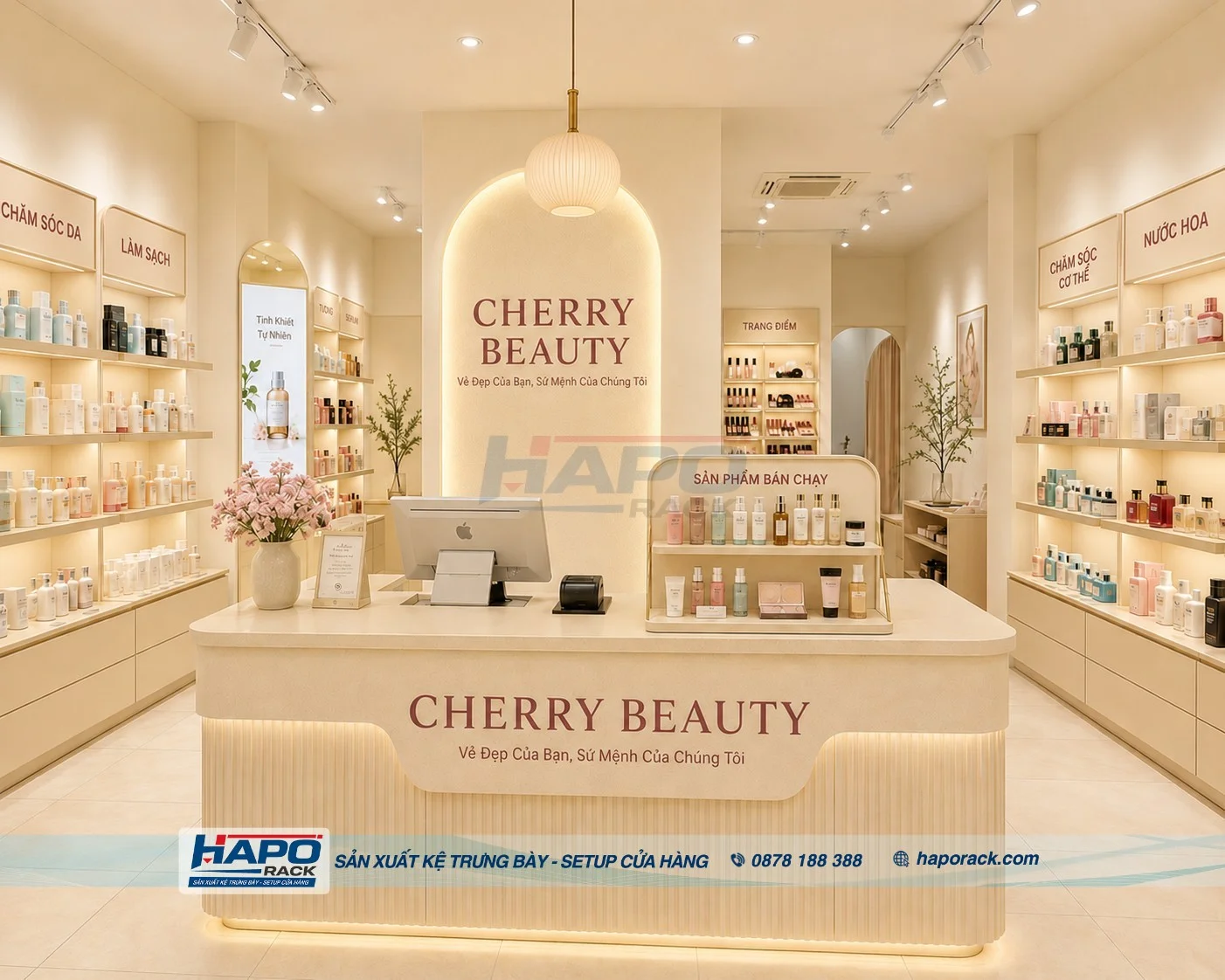 Kệ Để Bàn Trưng Bày Mỹ Phẩm Cho Quầy Thu Ngân Shop