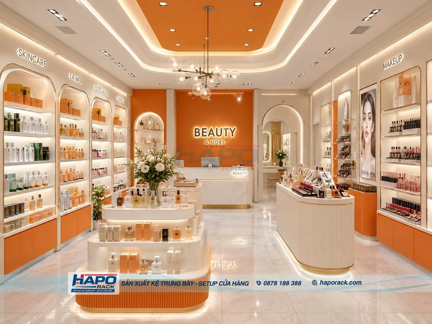 Kệ Mỹ Phẩm Giữa Nhà HAPO Rack – Bền Đẹp, Hiện Đại, Giá Xưởng