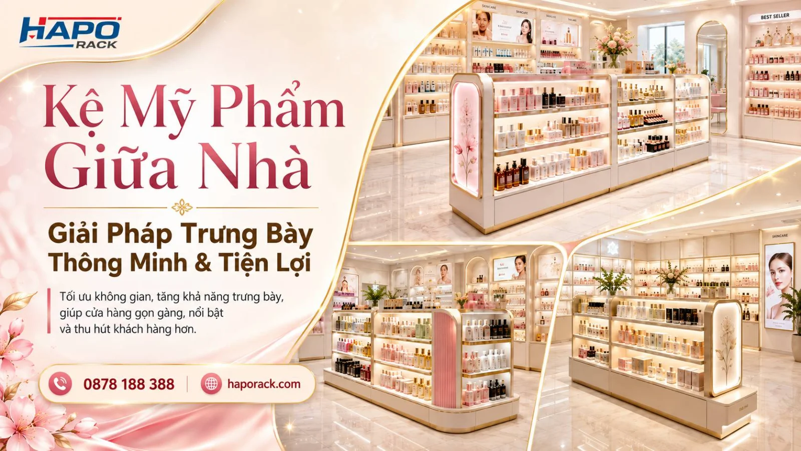 Kệ Mỹ Phẩm Giữa Nhà – Lựa Chọn Hoàn Hảo Cho Shop Mỹ Phẩm Hiện Đại