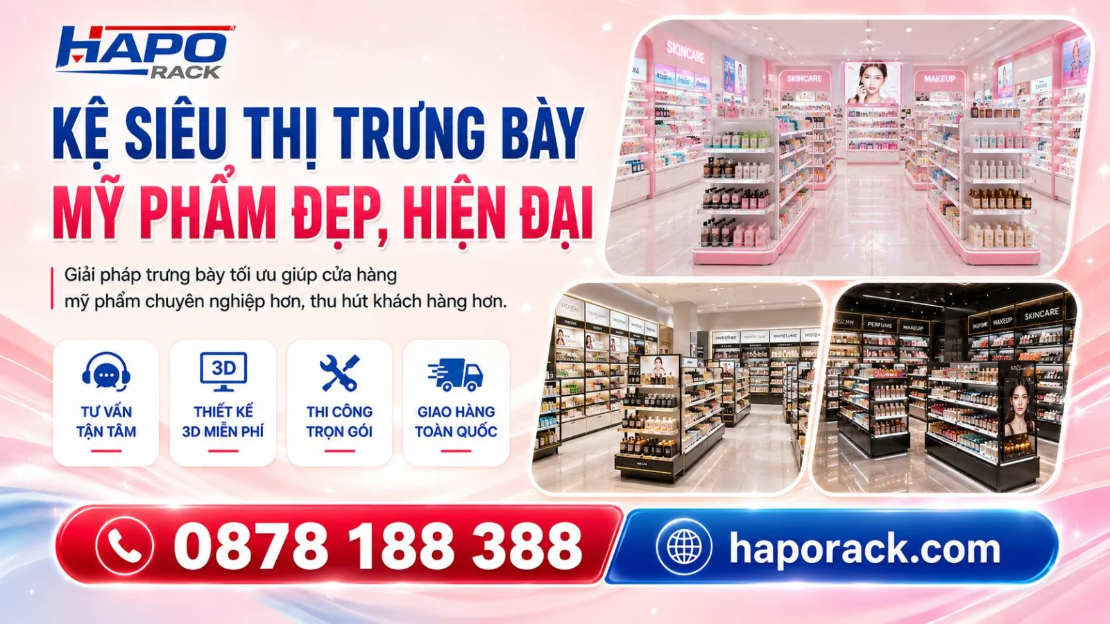 Kệ Siêu Thị Mỹ Phẩm Đẹp, Chắc Chắn, Dễ Trưng Bày