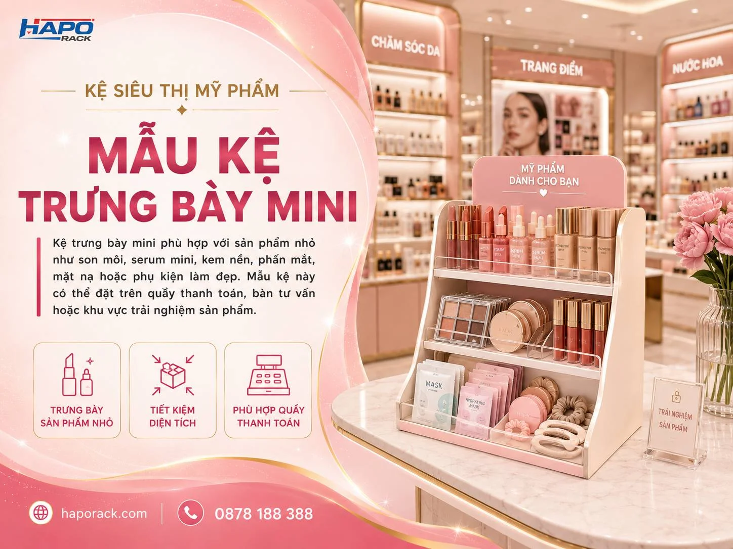 Kệ Siêu Thị Trưng Bày Mỹ Phẩm Đẹp, Hiện Đại Cho Cửa Hàng