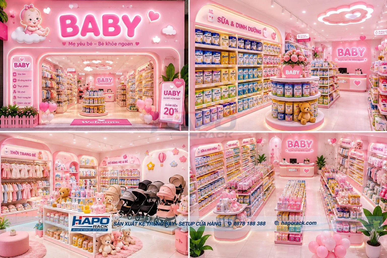 Kệ Sữa Cho Cửa Hàng Mẹ & Bé – Giải Pháp Tối Ưu Setup Không Gian Bán Hàng