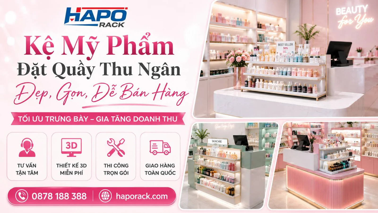 Kệ Trưng Bày Hàng Khuyến Mãi Tại Quầy Thu Ngân Mỹ Phẩm