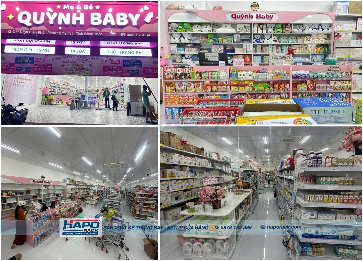 Kệ Trưng Bày Mẹ Và Bé Đẹp, Gọn Gàng, Tối Ưu Không Gian