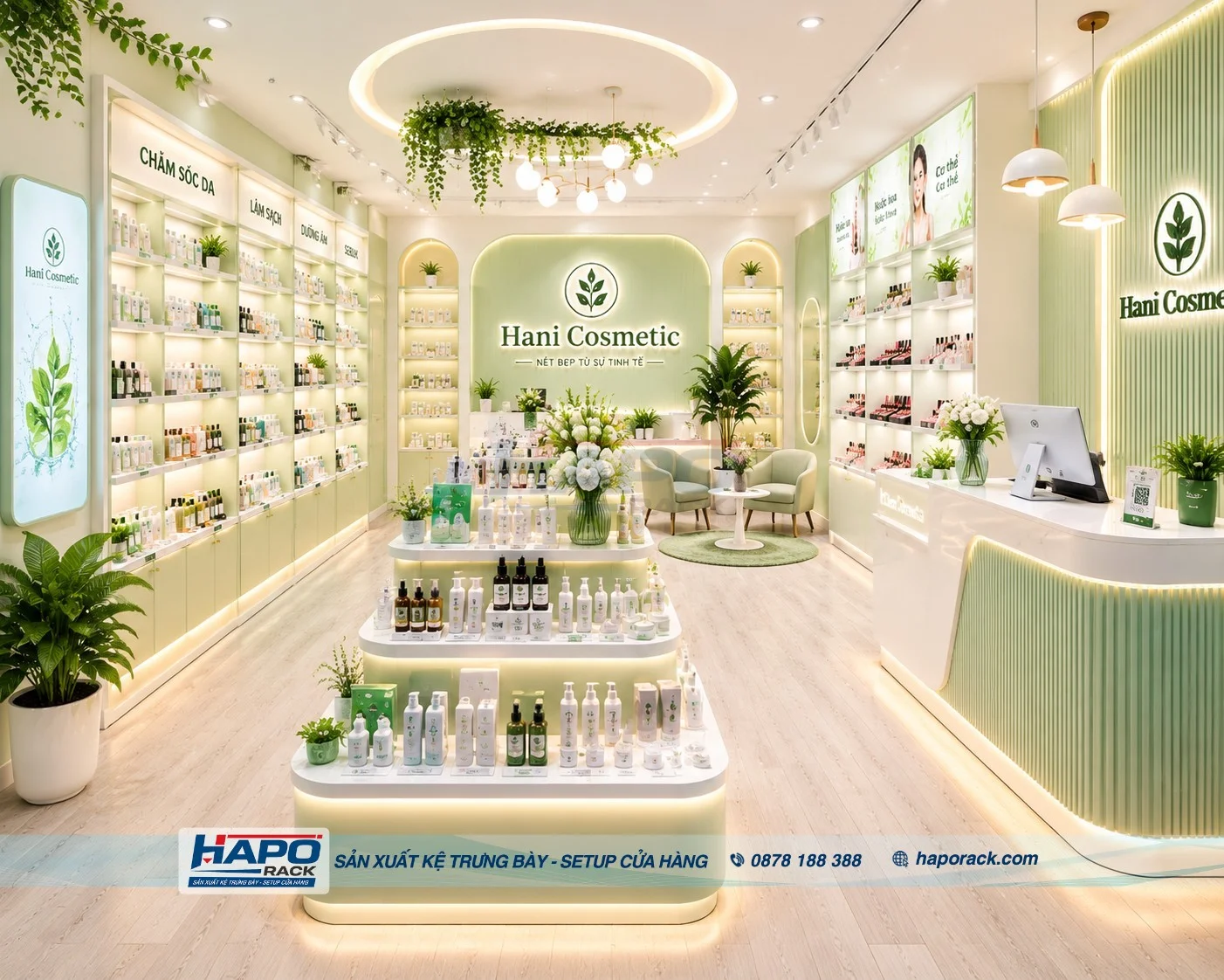 Kệ Trưng Bày Mỹ Phẩm Giữa Nhà – Thiết Kế Đẹp, Bền, Tiện Dụng