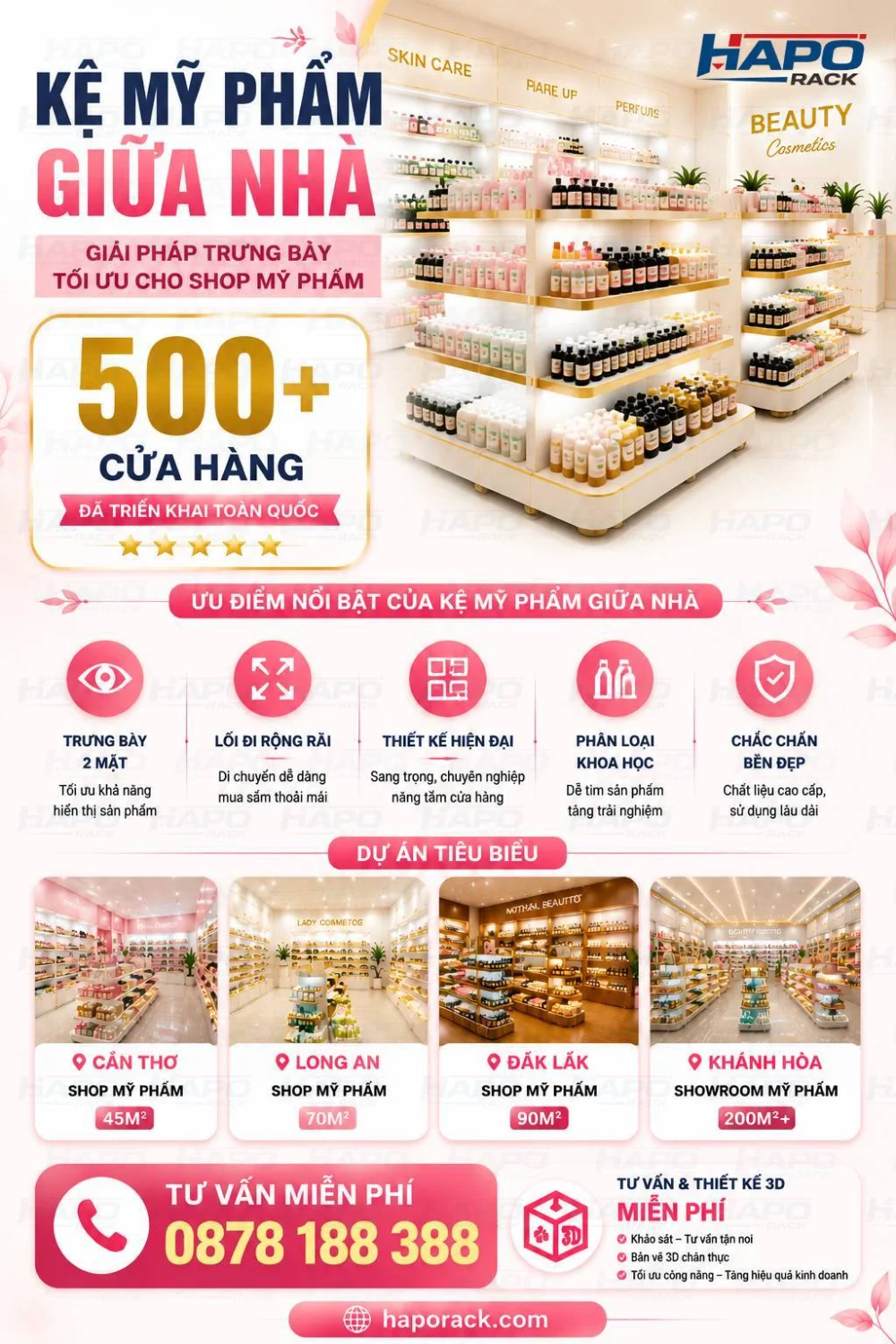 Kệ Trưng Bày Mỹ Phẩm HAPO Rack – Mẫu Kệ Đẹp Cho Shop