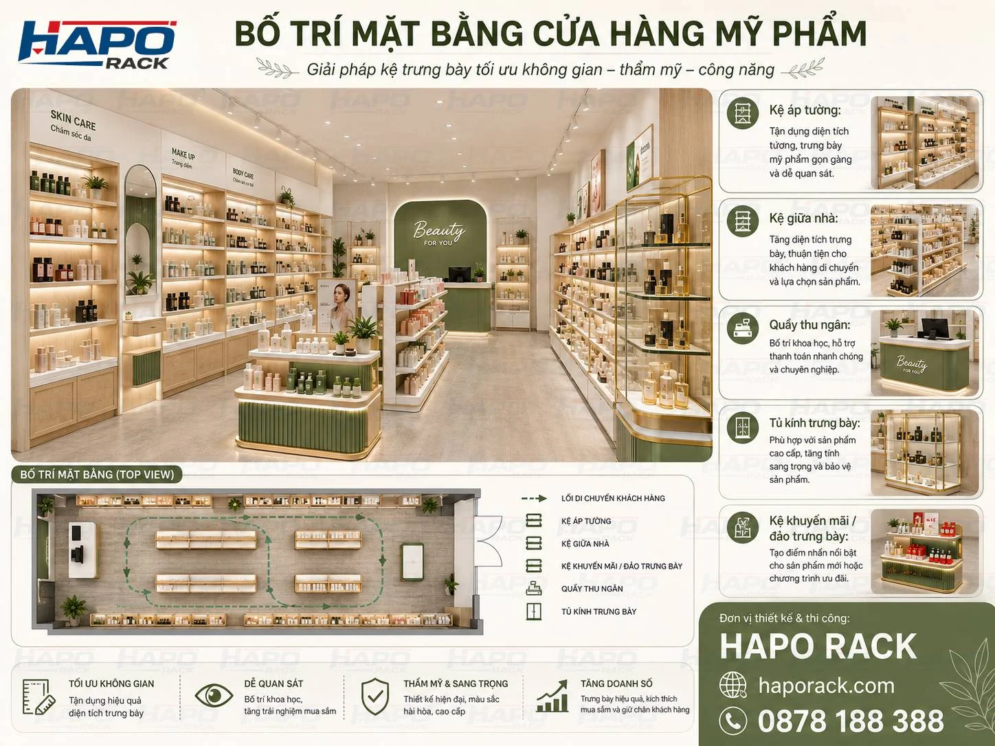 Kệ Trưng Bày Mỹ Phẩm HAPO Rack – Mẫu Kệ Đẹp Cho Shop