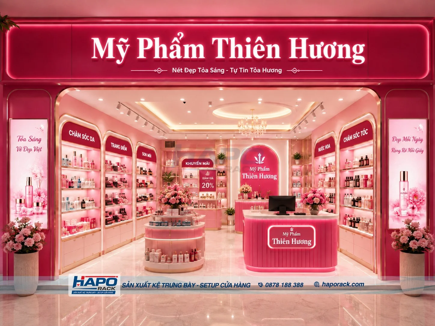 Kệ Trưng Bày Mỹ Phẩm Tại Quầy Thu Ngân Gọn, Dễ Sắp Xếp