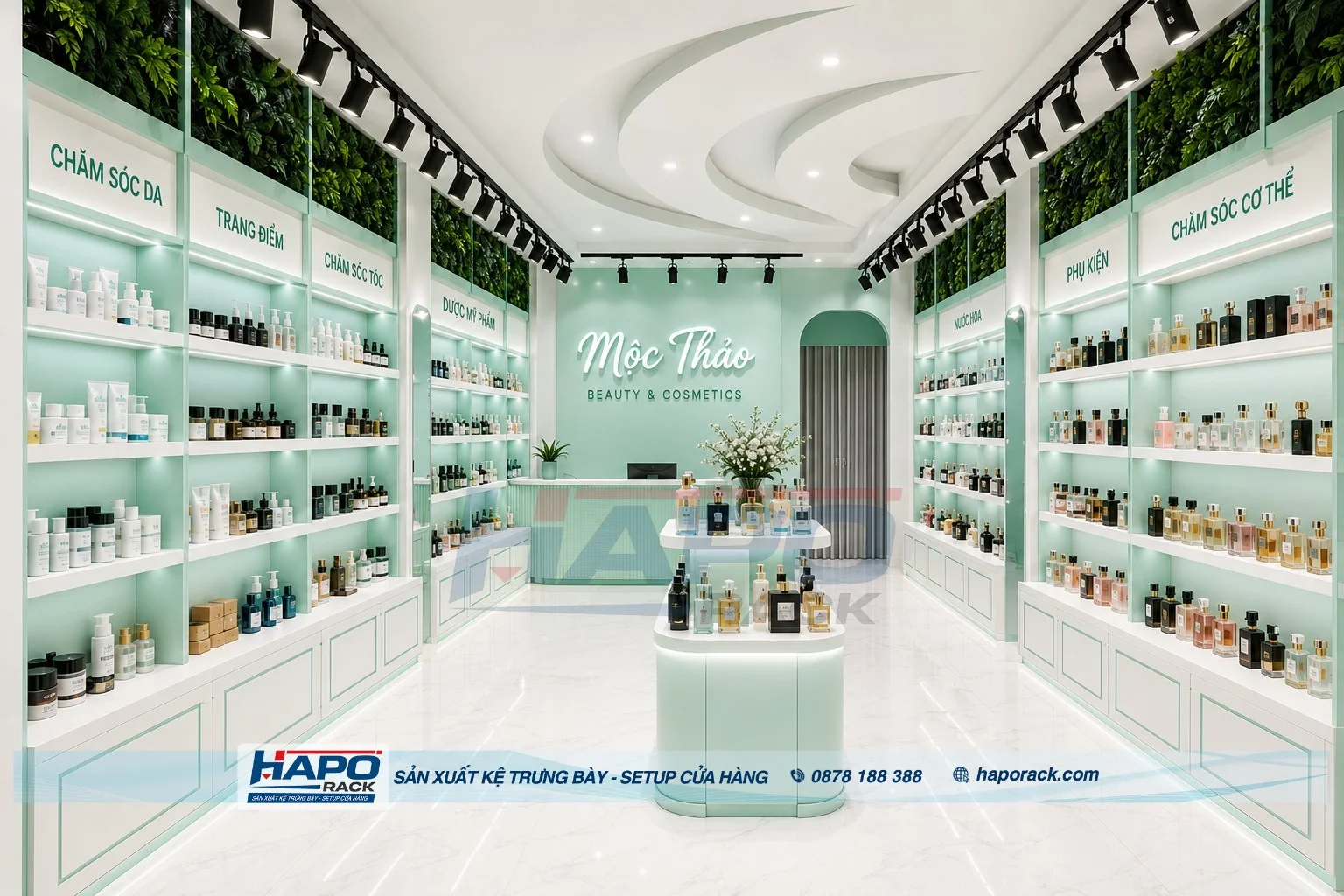 Kệ Trưng Bày Nước Hoa Cho Showroom, Cửa Hàng Mỹ Phẩm – Thiết Kế 3D Miễn Phí