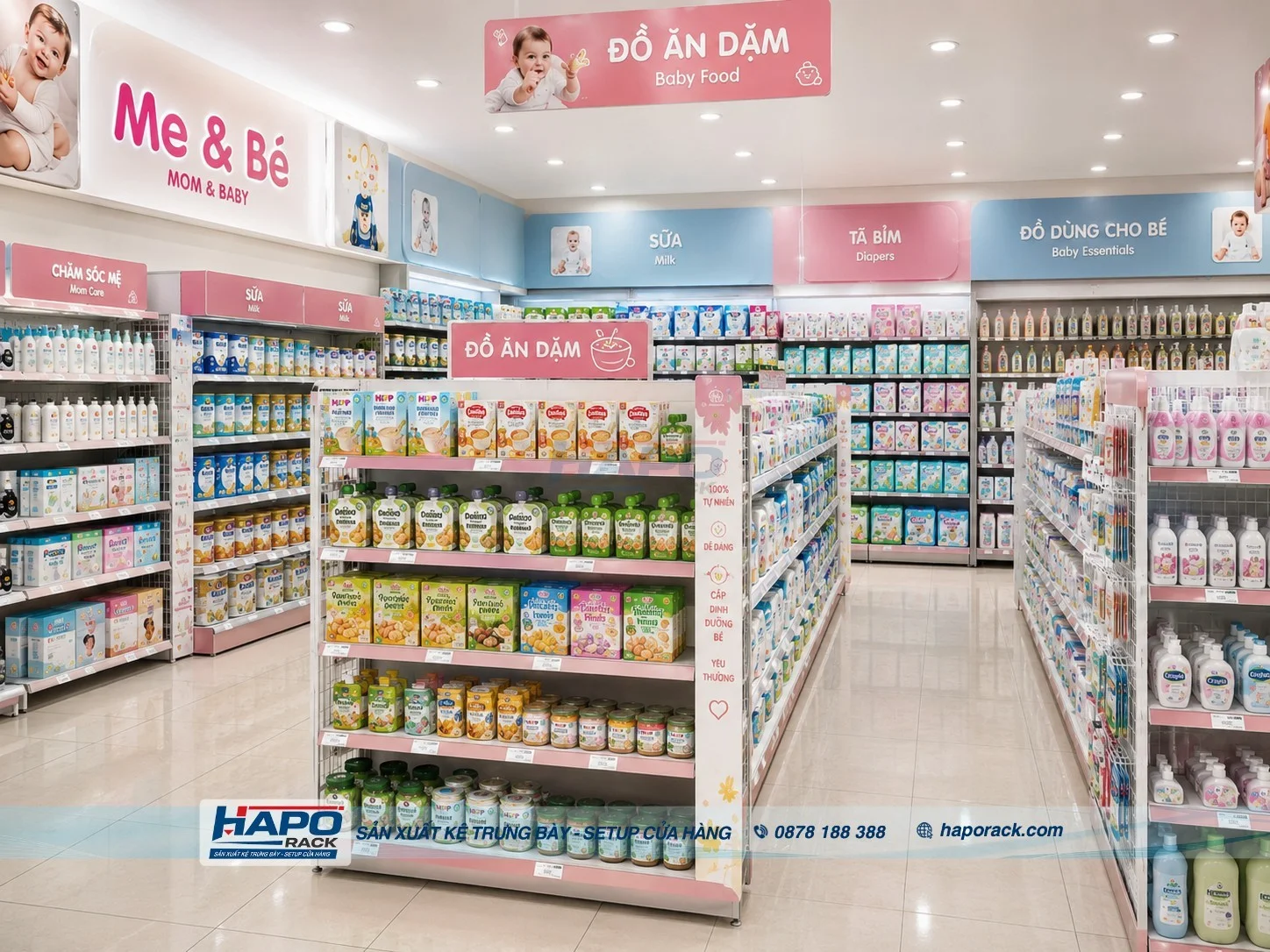 Kệ Trưng Bày Đồ Ăn Dặm Cho Cửa Hàng Mẹ Và Bé Đẹp, Dễ Sắp Xếp