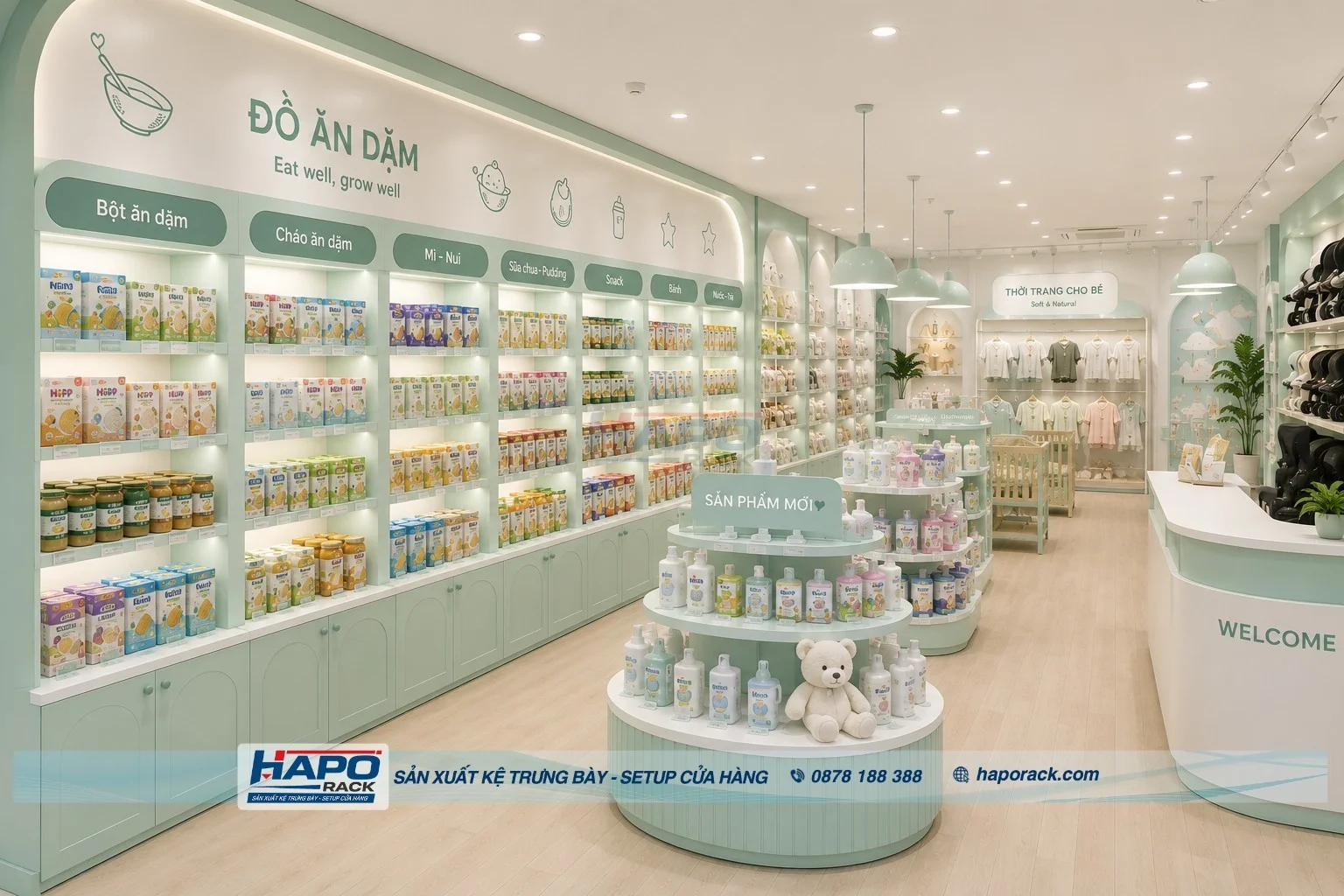 Kệ Trưng Bày Đồ Ăn Dặm Cho Cửa Hàng Mẹ Và Bé Gọn Đẹp, Dễ Bán Hàng