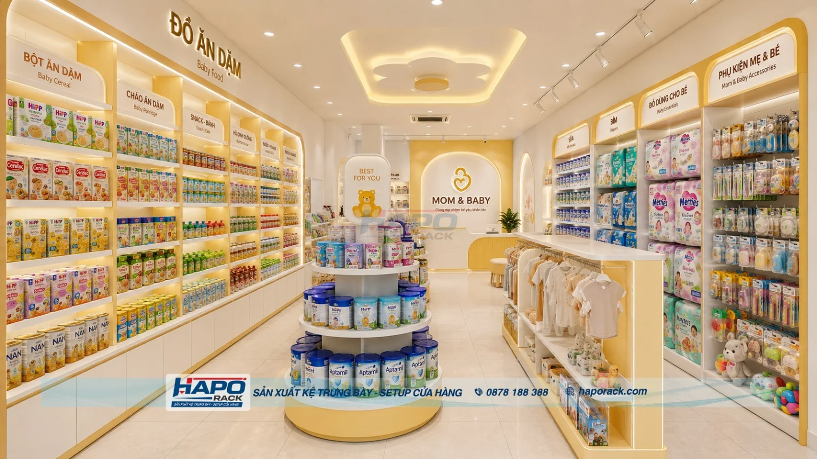Kệ Trưng Bày Đồ Ăn Dặm Cho Cửa Hàng Mẹ Và Bé Gọn Đẹp, Dễ Bán Hàng