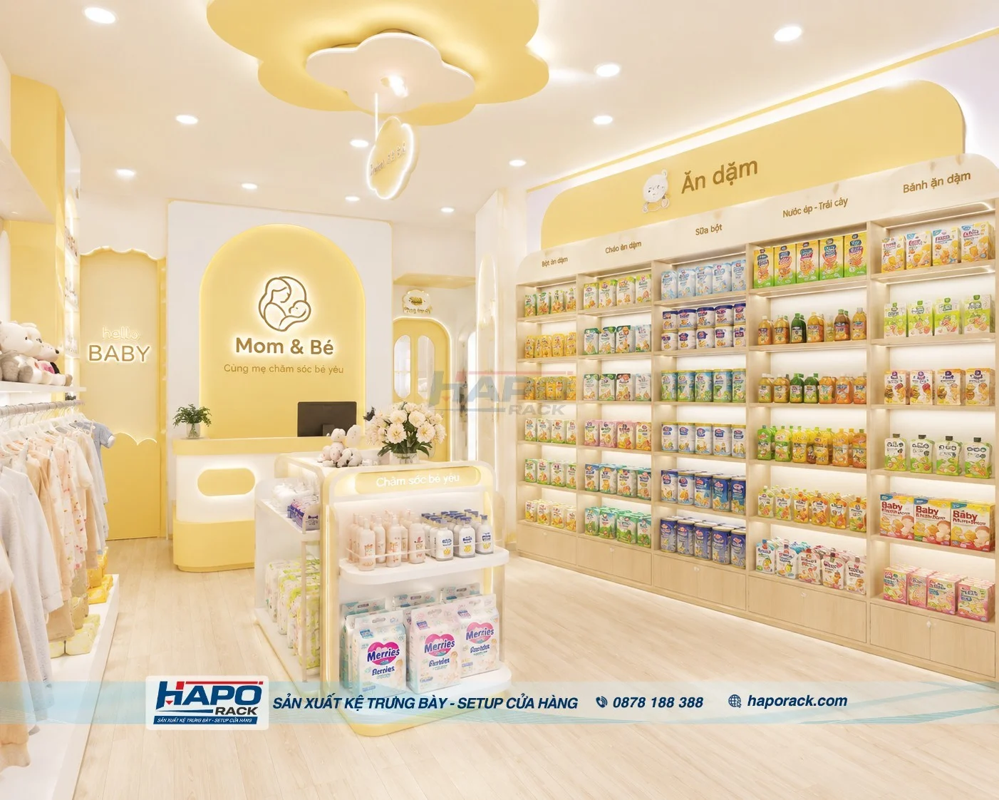 Kệ Trưng Bày Đồ Ăn Dặm Cho Cửa Hàng Mẹ Và Bé Tại HAPO Rack