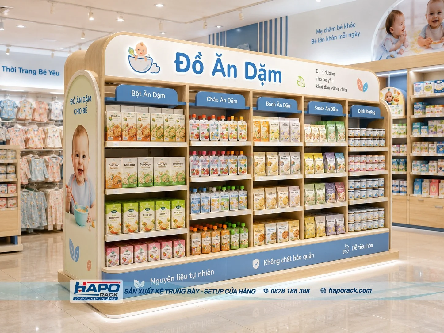 Kệ Trưng Bày Đồ Ăn Dặm Cho Cửa Hàng Mẹ Và Bé Tối Ưu Không Gian