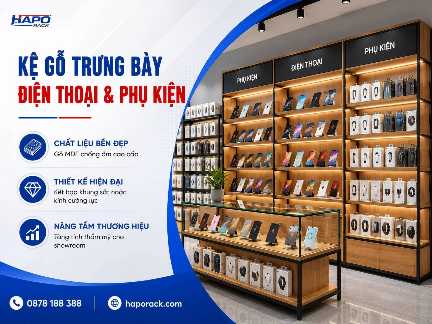 Kệ Trưng Bày Phụ Kiện Điện Thoại Chất Lượng Cao Cho Shop Công Nghệ