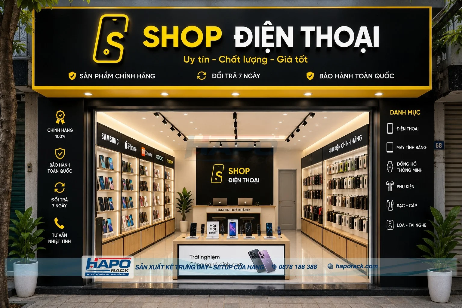 Kệ Trưng Bày Phụ Kiện Điện Thoại Chất Lượng Cao Cho Shop Công Nghệ