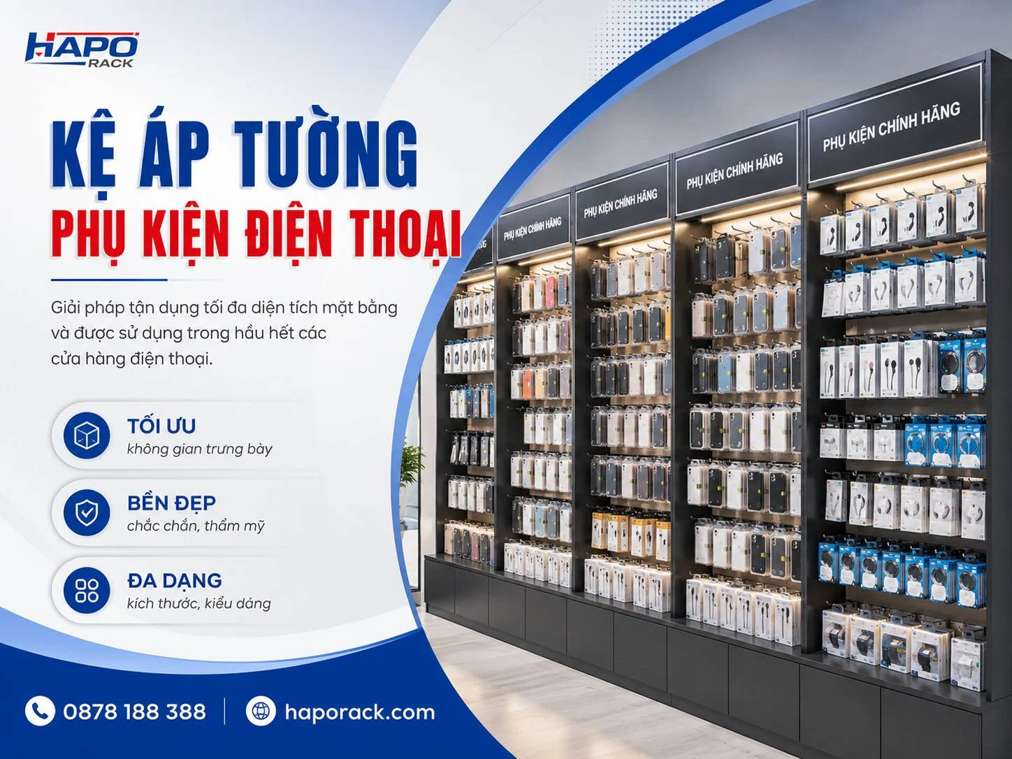 Kệ Trưng Bày Phụ Kiện Điện Thoại Chất Lượng Cao Cho Shop Công Nghệ