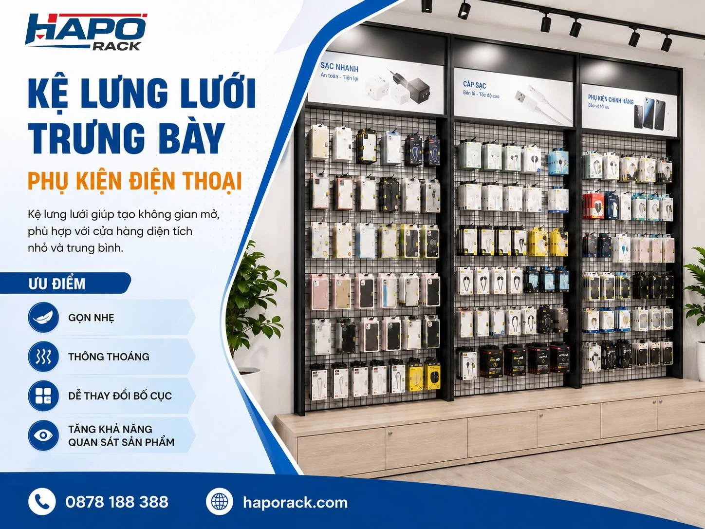 Kệ Trưng Bày Phụ Kiện Điện Thoại Đẹp, Chuyên Nghiệp Cho Mọi Cửa Hàng