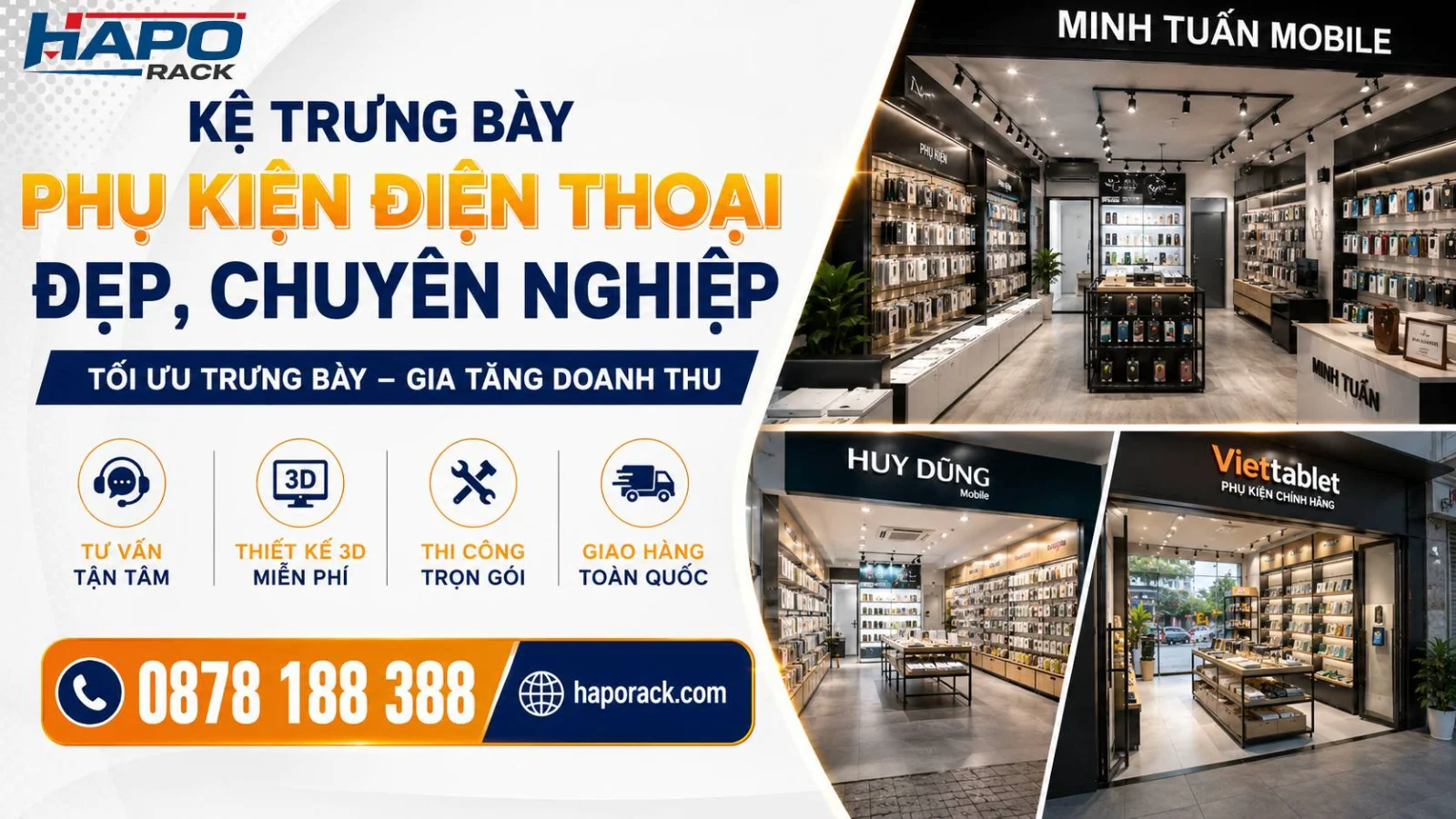 Kệ Trưng Bày Phụ Kiện Điện Thoại Đẹp, Hiện Đại Cho Shop Công Nghệ
