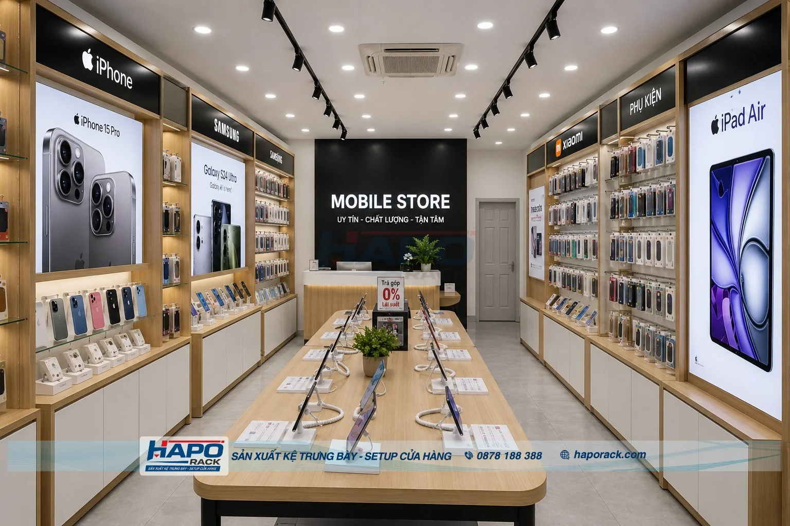 Kệ Trưng Bày Phụ Kiện Điện Thoại Đẹp, Hiện Đại Cho Shop Công Nghệ