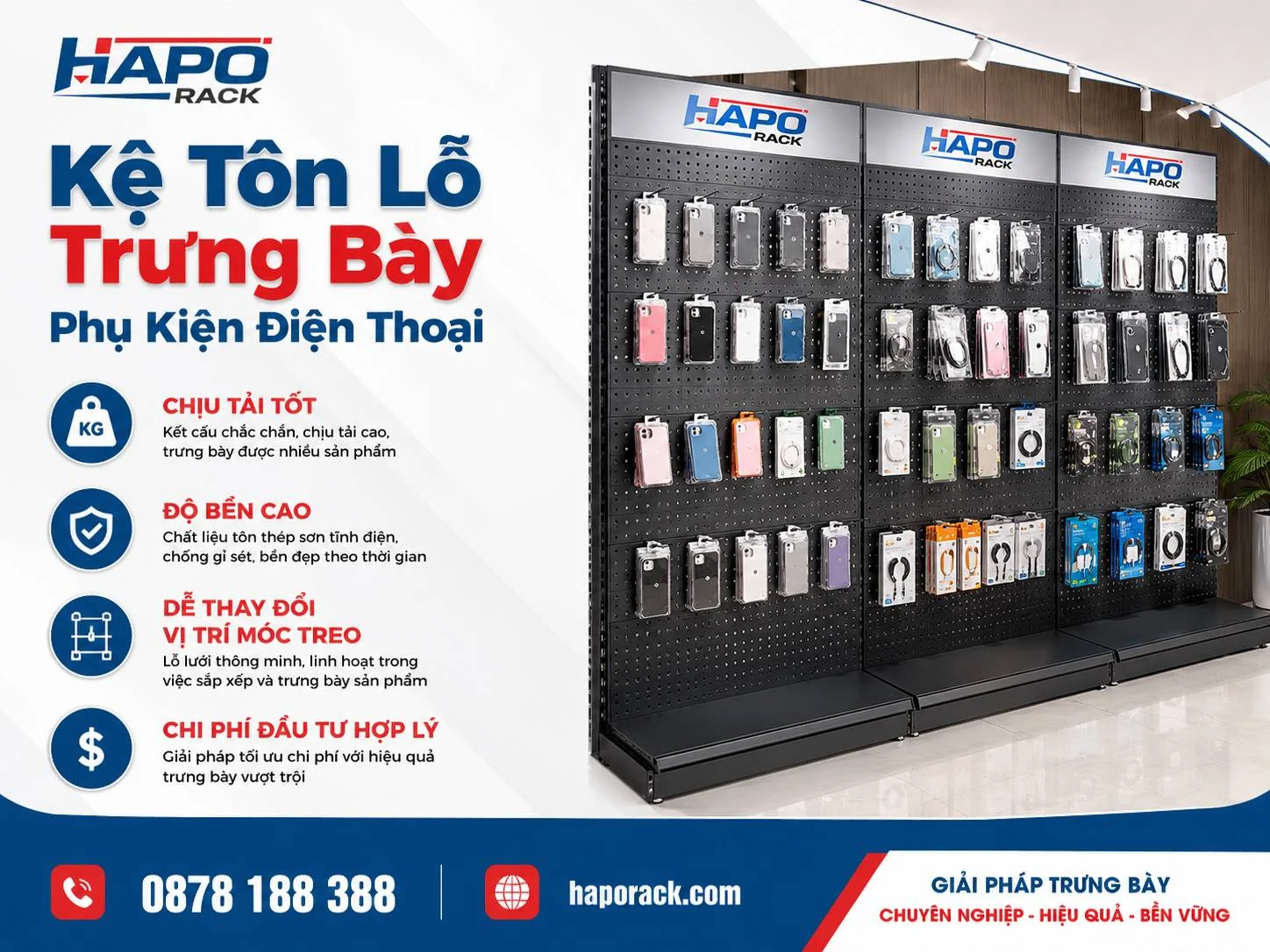 Kệ Trưng Bày Phụ Kiện Điện Thoại Hiện Đại, Tối Ưu Không Gian Bán Hàng