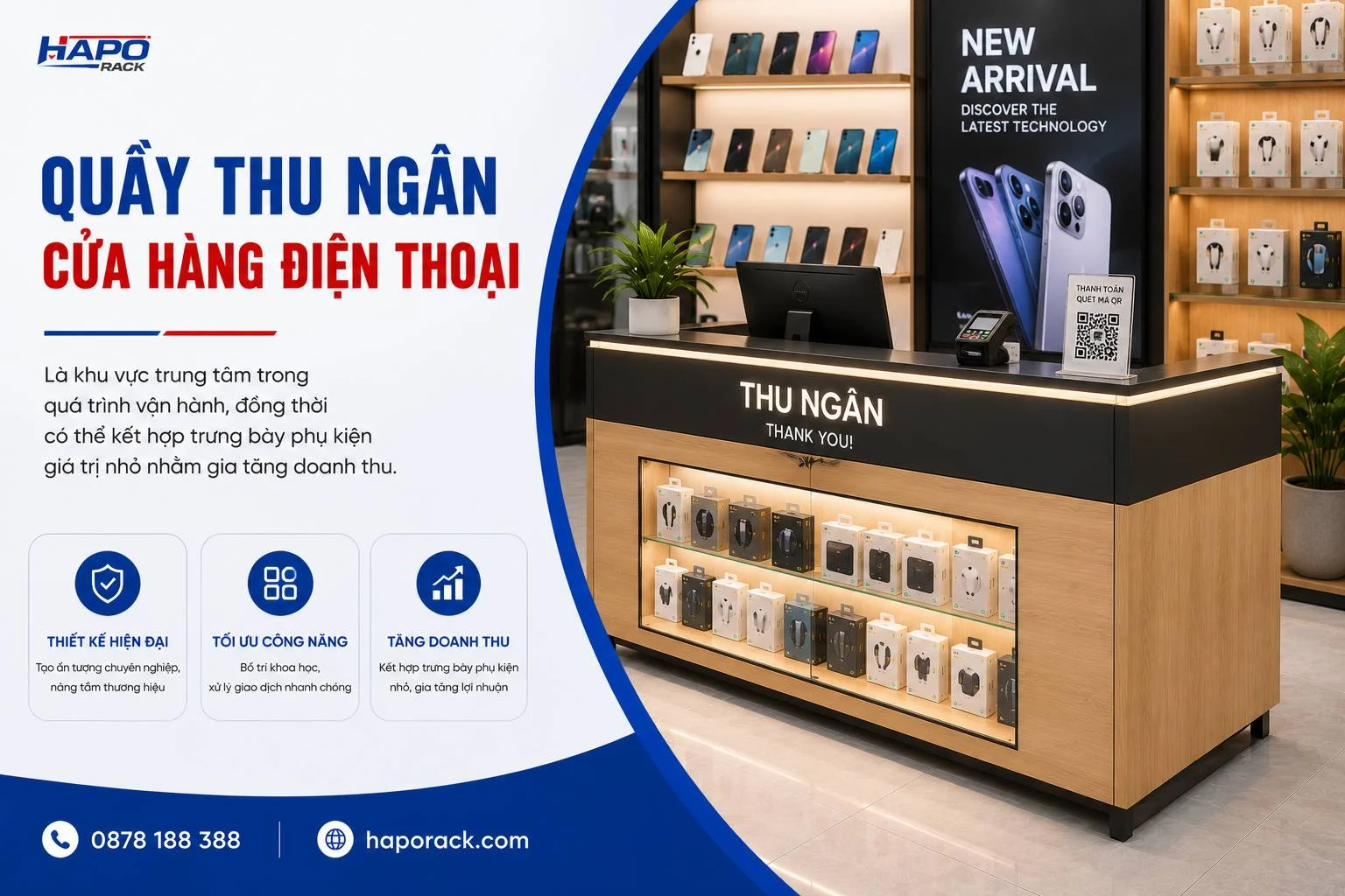 Kệ Trưng Bày Phụ Kiện Điện Thoại Tối Ưu Diện Tích Cho Cửa Hàng Điện Thoại